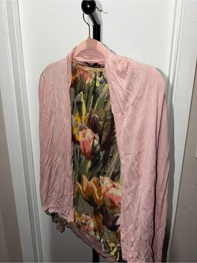 Ted Baker London Floral Print Top & Pink Cardigan 2-Piece Set Size 2